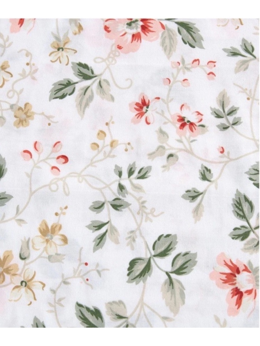 Laura Ashley ~ FULL ~ Meadow Floral Beige 4 Pc Sheet Set ~ 100% Cotton Percale - Picture 5 of 8